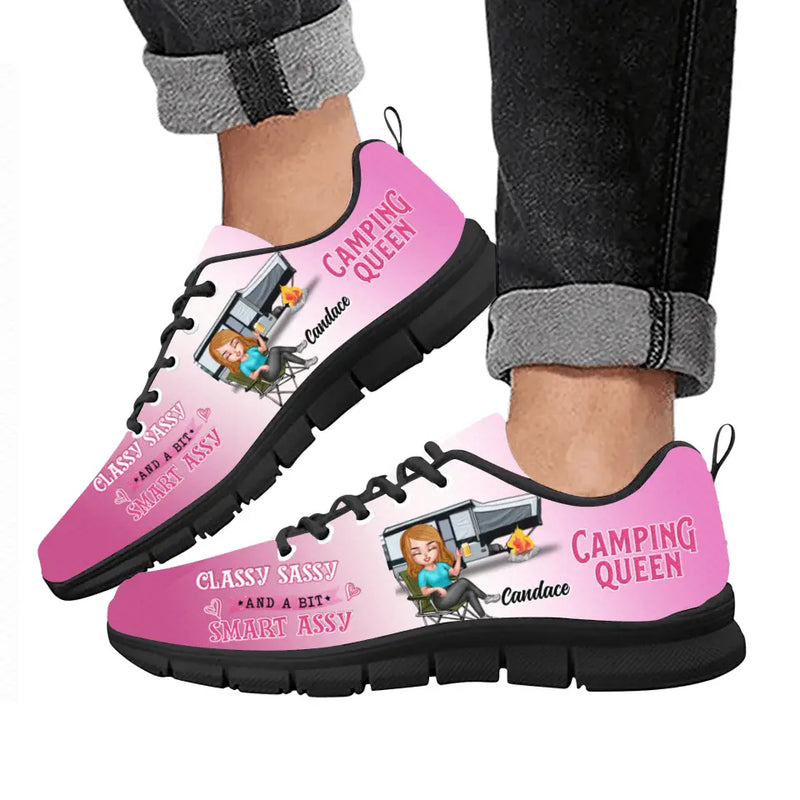 Personalized Camping Queen Sneakers - Gift Idea for Camping Loves - Camping Queen Classy Sassy And A Bit Smartassy