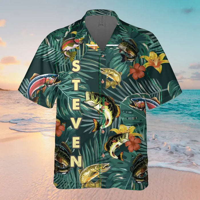 Custom Personalized Fishing Hawaiian Shirt - Father's Day Gift Idea for Fishing Lovers - Can't Work Today My Arm Is In A Cast
