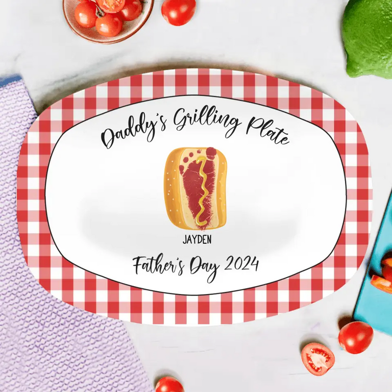 Personalized Daddy Serving Platter - Up to 6 Kids/Pets - Father's Day Gift Idea - Daddy's Grilling Plate