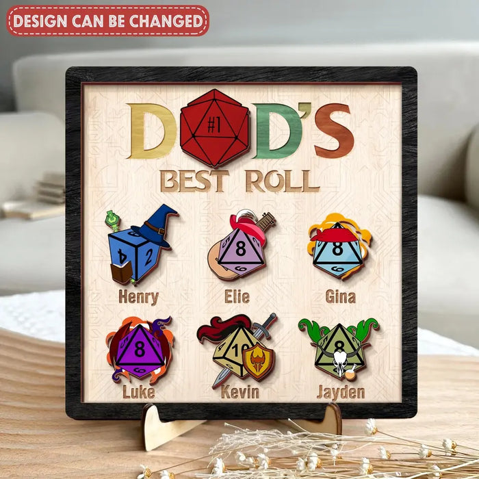 Custom Personalized Dad's Best Roll 2 Layered Wooden Art - Gift Idea for Father's Day - Upto 6 Kids