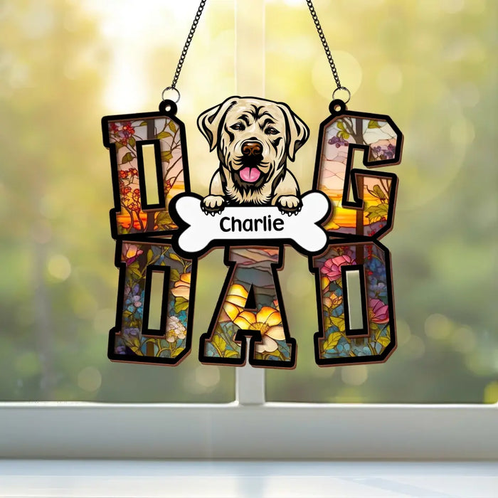 Custom Personalized Dog Hanging Suncatcher Ornament - Father's Day/Mother's Day Gift Idea for Dog Lovers