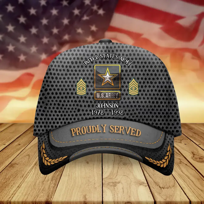 Custom Personalized Veteran Baseball Cap - Gift Idea for Veteran - Proudly Served