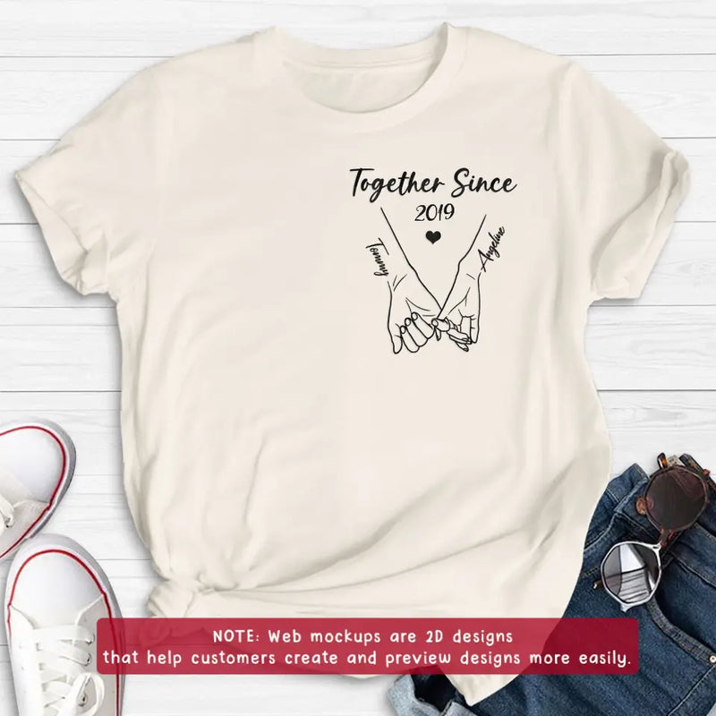 Personalized Couple Embroidered T-Shirt - Gift Idea for Couple - Together Since