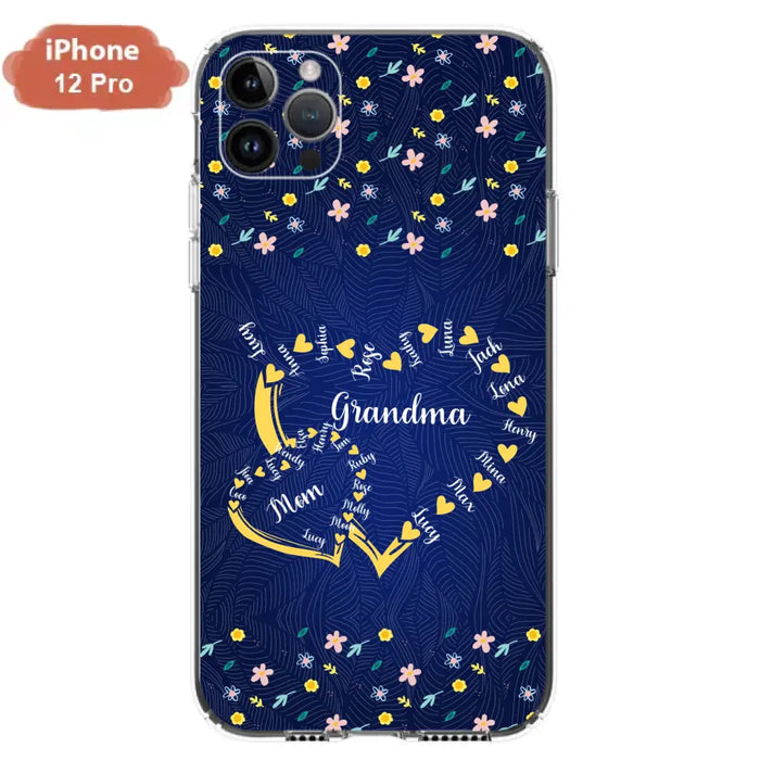 Custom Personalized Grandma Mom Phone Case - Gift Idea For Mother's Day - Upto 12 Kids - Case For iPhone And Samsung