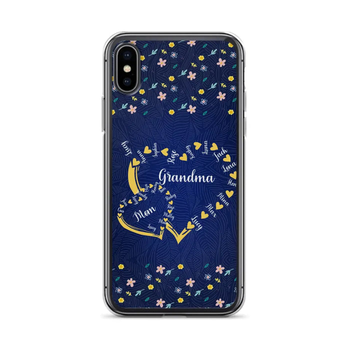 Custom Personalized Grandma Mom Phone Case - Gift Idea For Mother's Day - Upto 12 Kids - Case For iPhone And Samsung