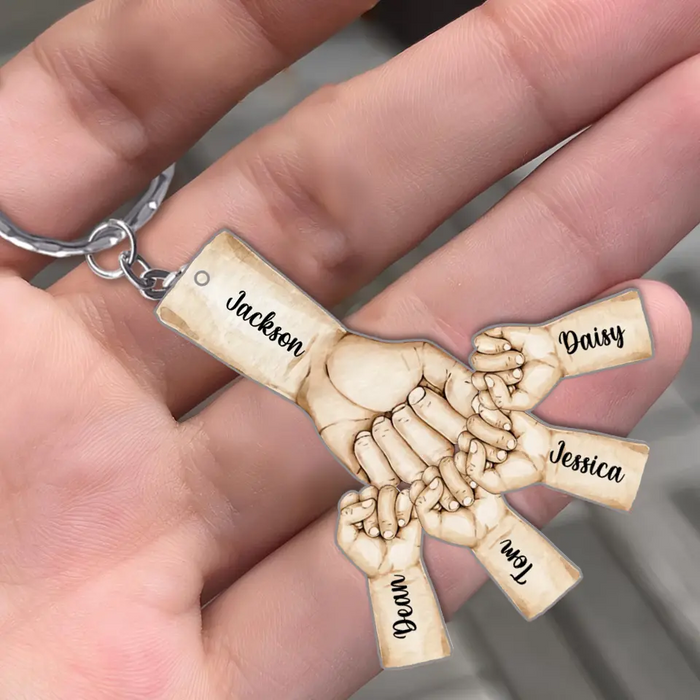 Custom Personalized Dad Acrylic Keychain - Upto 4 Kids - Gift Idea for Father's Day