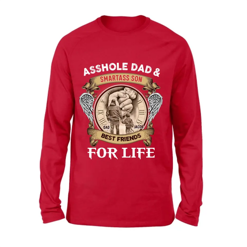 Personalized Dad Shirt/Hoodie - Father's Day Gift Idea - Asshole Dad & Smartass Son Best Friends For Life