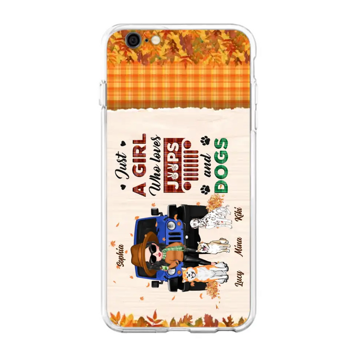 Personalized Off-road Autumn Girl Phone Case - Gift Idea For Girl/Dog Lovers - Upto 3 Dogs - Case For iPhone/Samsung