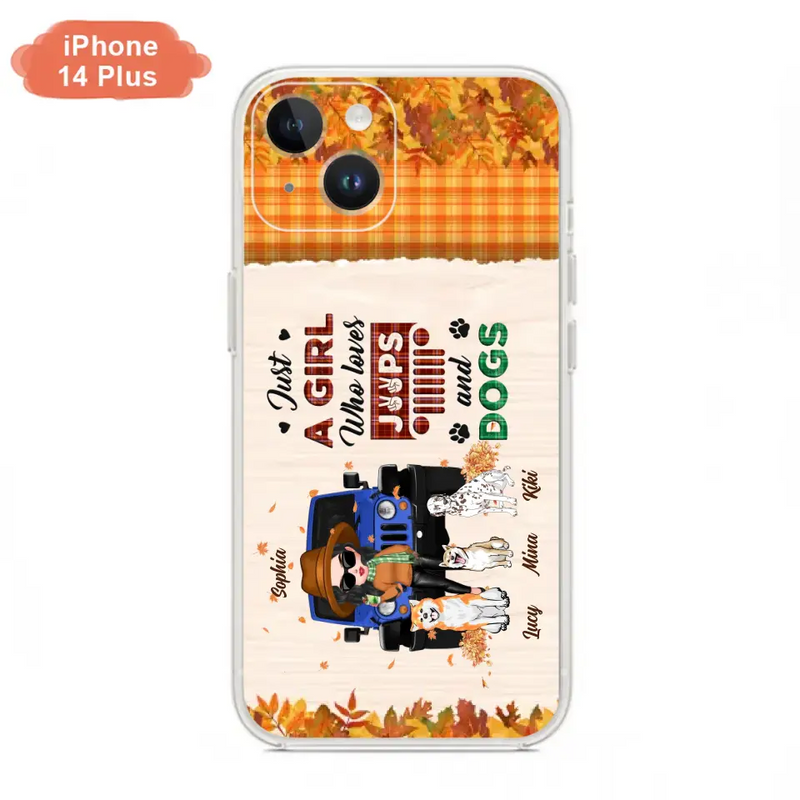 Personalized Off-road Autumn Girl Phone Case - Gift Idea For Girl/Dog Lovers - Up to 3 Dogs - Case For iPhone/Samsung