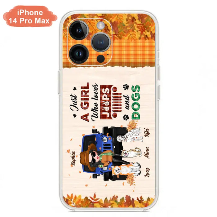 Personalized Off-road Autumn Girl Phone Case - Gift Idea For Girl/Dog Lovers - Upto 3 Dogs - Case For iPhone/Samsung