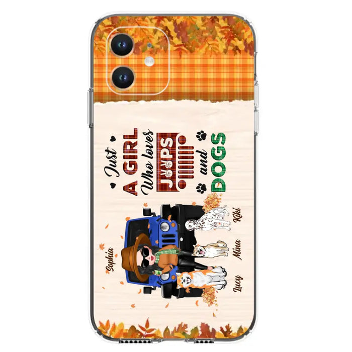 Personalized Off-road Autumn Girl Phone Case - Gift Idea For Girl/Dog Lovers - Upto 3 Dogs - Case For iPhone/Samsung