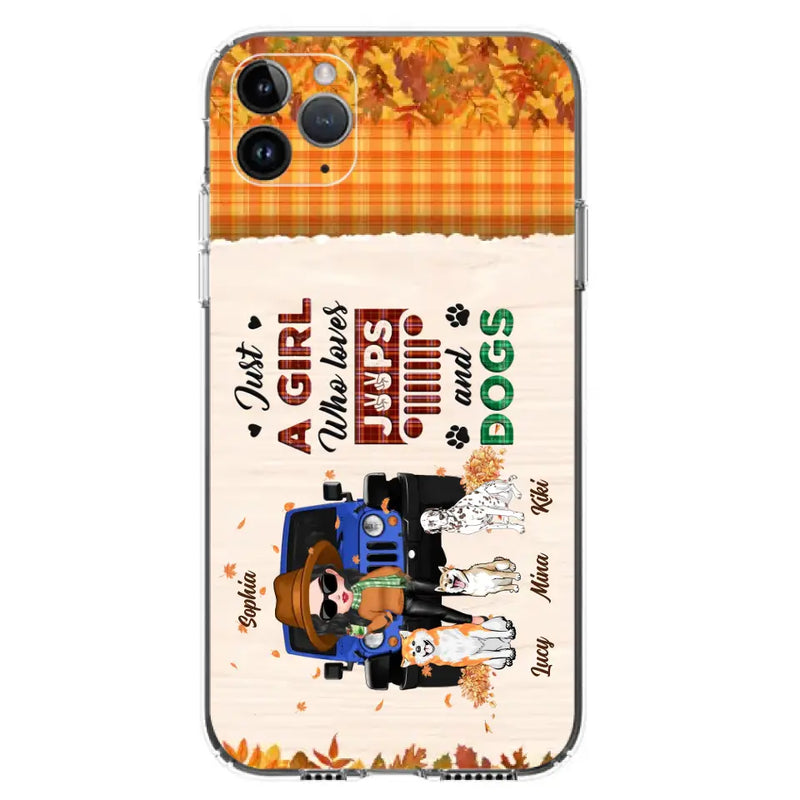 Personalized Off-road Autumn Girl Phone Case - Gift Idea For Girl/Dog Lovers - Up to 3 Dogs - Case For iPhone/Samsung