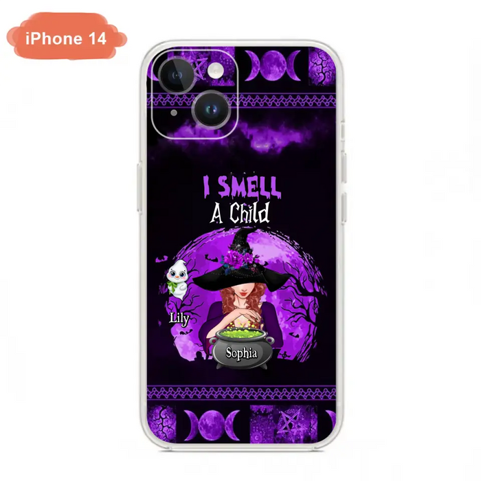 Custom Personalized Witch Phone Case - Upto 10 Children - Halloween Gift Idea for Family - I Smell Children - Case for iPhone/Samsung