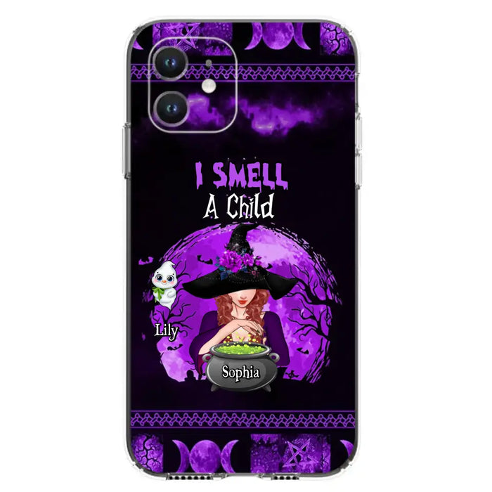 Custom Personalized Witch Phone Case - Upto 10 Children - Halloween Gift Idea for Family - I Smell Children - Case for iPhone/Samsung