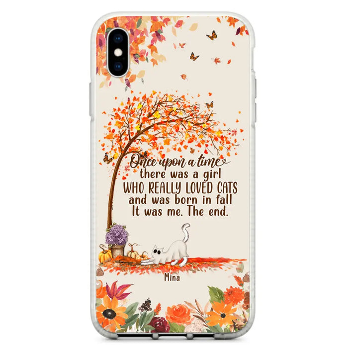 Custom Personalized Cat & Fall Phone Case - Upto 6 Cats - Autumn Gift For Cat Lover - Once Upon A Time - Case For iPhone And Samsung