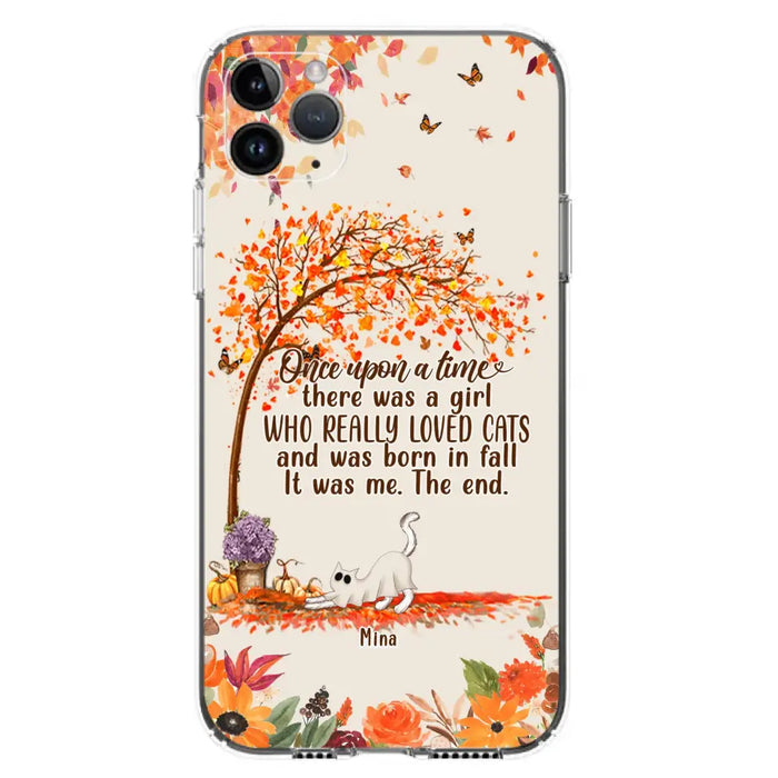 Custom Personalized Cat & Fall Phone Case - Upto 6 Cats - Autumn Gift For Cat Lover - Once Upon A Time - Case For iPhone And Samsung