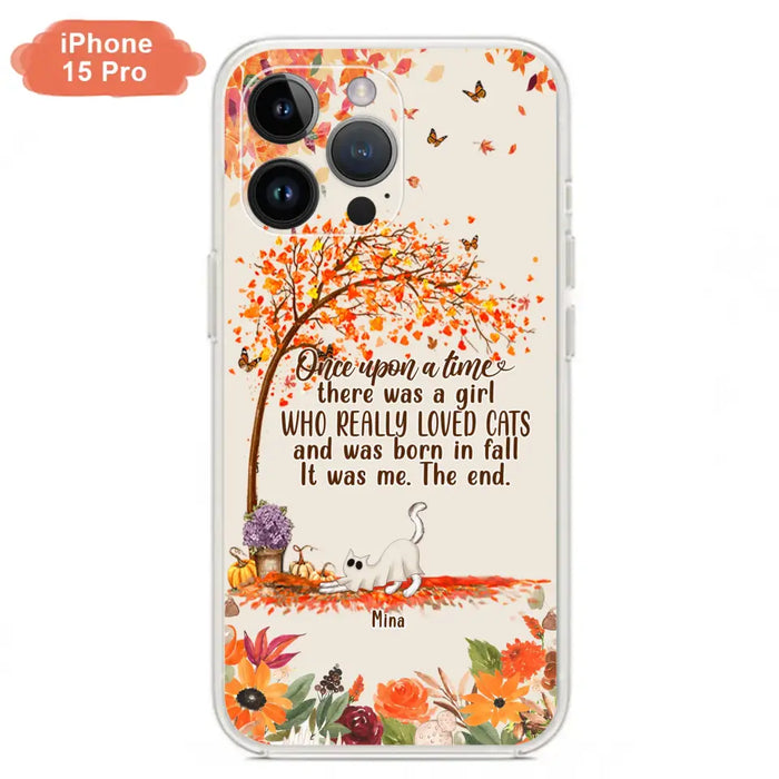 Custom Personalized Cat & Fall Phone Case - Upto 6 Cats - Autumn Gift For Cat Lover - Once Upon A Time - Case For iPhone And Samsung