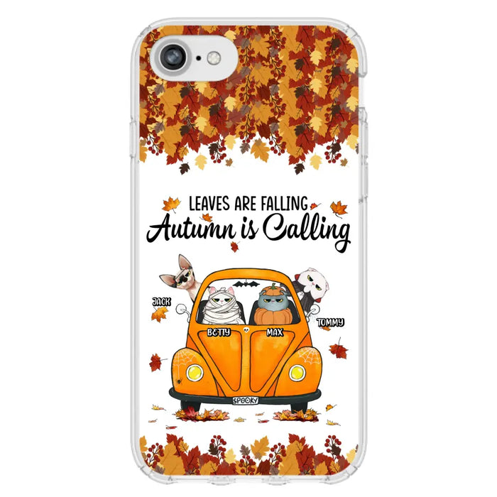 Custom Personalized Pet Phone Case - Gift Idea For Cat/Dog Lovers - Upto 4 Pets -  Case For iPhone/Samsung - Leaves Are Falling Autumn Is Calling