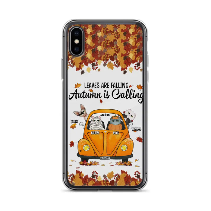 Custom Personalized Pet Phone Case - Gift Idea For Cat/Dog Lovers - Upto 4 Pets -  Case For iPhone/Samsung - Leaves Are Falling Autumn Is Calling