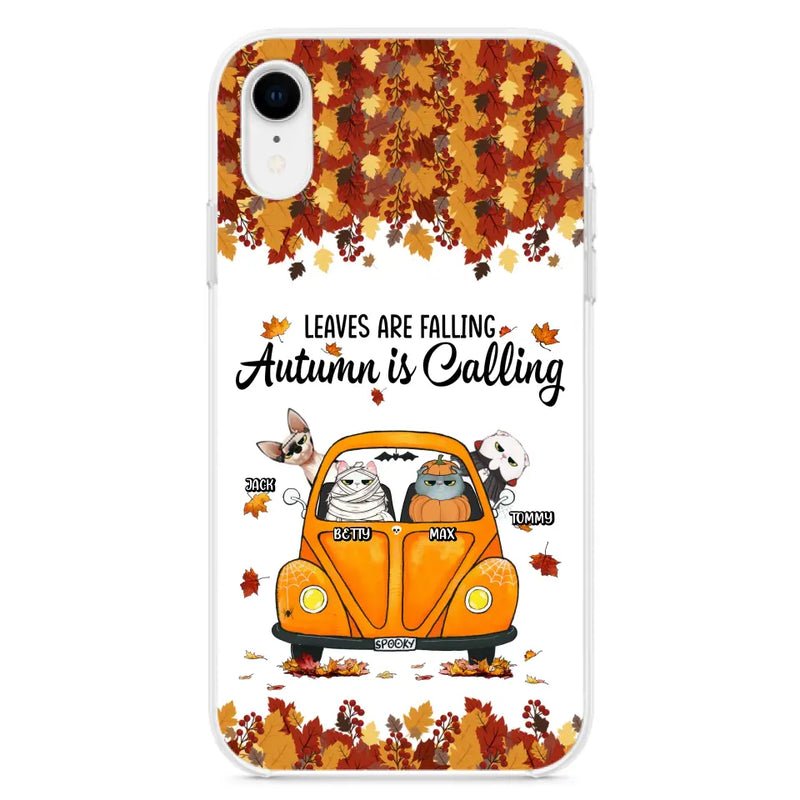 Custom Personalized Pet Phone Case - Gift Idea For Cat/Dog Lovers - Upto 4 Pets -  Case For iPhone/Samsung - Leaves Are Falling Autumn Is Calling