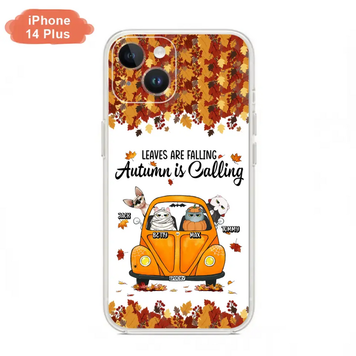 Custom Personalized Pet Phone Case - Gift Idea For Cat/Dog Lovers - Upto 4 Pets -  Case For iPhone/Samsung - Leaves Are Falling Autumn Is Calling