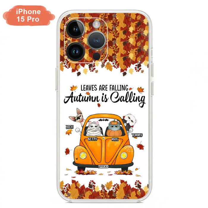 Custom Personalized Pet Phone Case - Gift Idea For Cat/Dog Lovers - Upto 4 Pets -  Case For iPhone/Samsung - Leaves Are Falling Autumn Is Calling