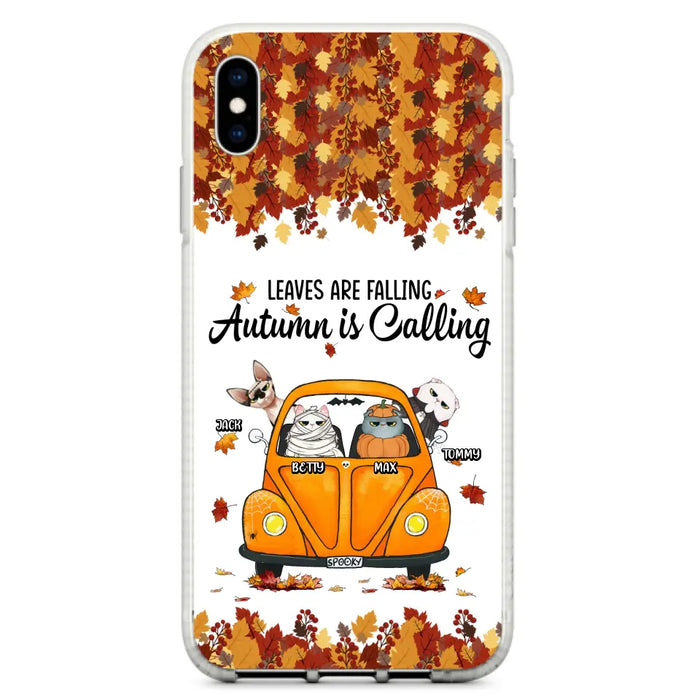 Custom Personalized Pet Phone Case - Gift Idea For Cat/Dog Lovers - Upto 4 Pets -  Case For iPhone/Samsung - Leaves Are Falling Autumn Is Calling