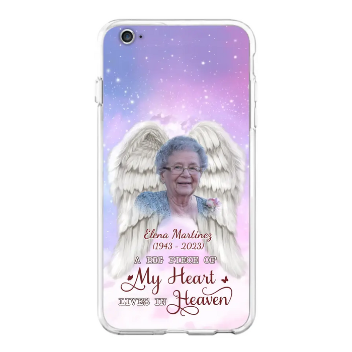 Custom Personalized Memorial Photo Phone Case - Memorial Gift Idea for Family - A Big Piece Of My Heart Lives In Heaven - Case for iPhone/Samsung