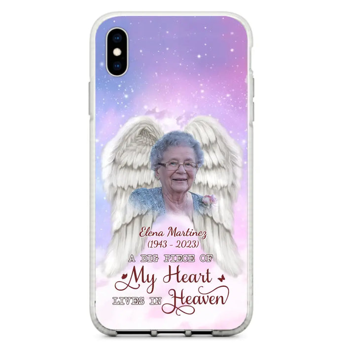 Custom Personalized Memorial Photo Phone Case - Memorial Gift Idea for Family - A Big Piece Of My Heart Lives In Heaven - Case for iPhone/Samsung