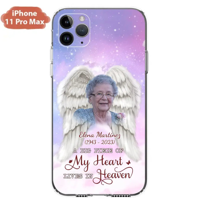 Custom Personalized Memorial Photo Phone Case - Memorial Gift Idea for Family - A Big Piece Of My Heart Lives In Heaven - Case for iPhone/Samsung