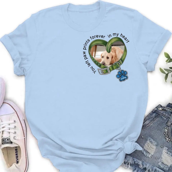 Custom Personalized Dog Photo Shirt/ Hoodie - Upload Photo - Gift Idea For Dog Lover/ Mother's Day/Father's Day - You Left Paw Prints Forever In My Heart