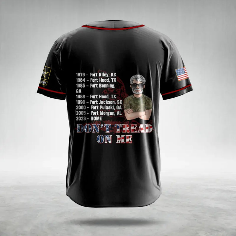 Personalized Veteran AOP Baseball Jersey - Gift Idea For Veteran/Father's Day - Don't Tread On Me