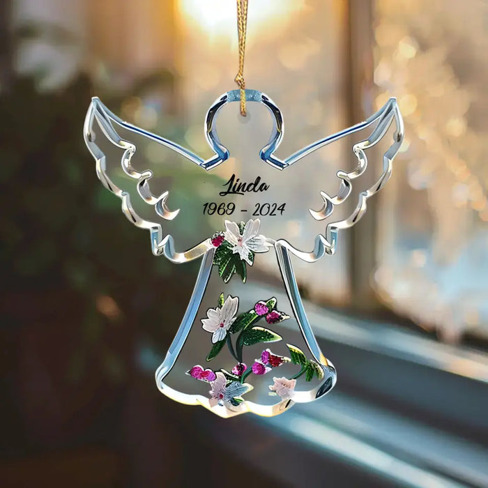 Custom Personalized Memorial Angel Acrylic Ornament - Memorial Gift Idea