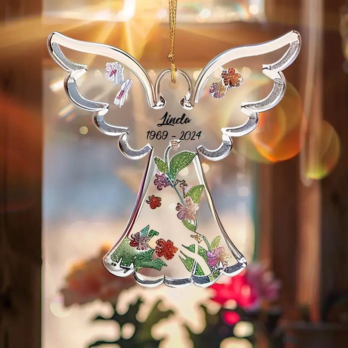 Custom Personalized Memorial Angel Acrylic Ornament - Memorial Gift Idea