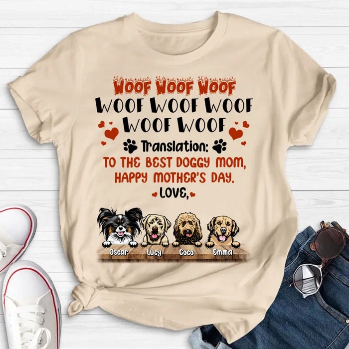 Custom Personalized Dog Mom Shirt - Upto 4 Dogs - Mother's Day Gift For Dog Lovers - To The Best Doggy Mom