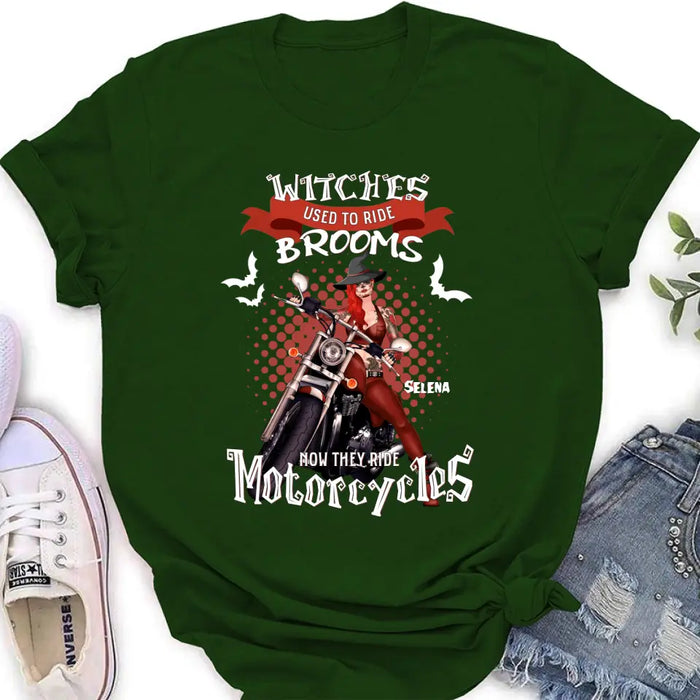 Custom Personalized Biker Shirt/ Hoodie - Gift Idea For Halloween - Witches Used To Ride Brooms Now They Ride Motocycles