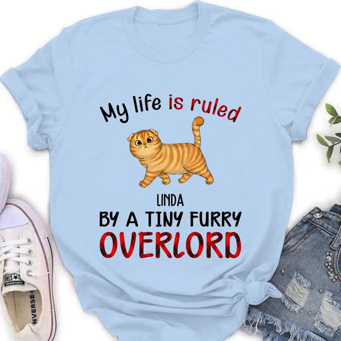 Custom Personalized Pet Shirt/ Hoodie - Upto 4 Dogs - Mother's Day/Father's Day Gift Idea For Dog/Cat Lovers - My Life Is Ruled By A Tiny Furry Overlord