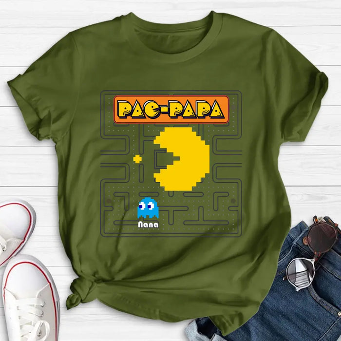 Custom Personalized Pac-Dad Shirt/Hoodie - Father's Day Gift Idea For Dad/ Grandpa/ Papa - Upto 8 Kids