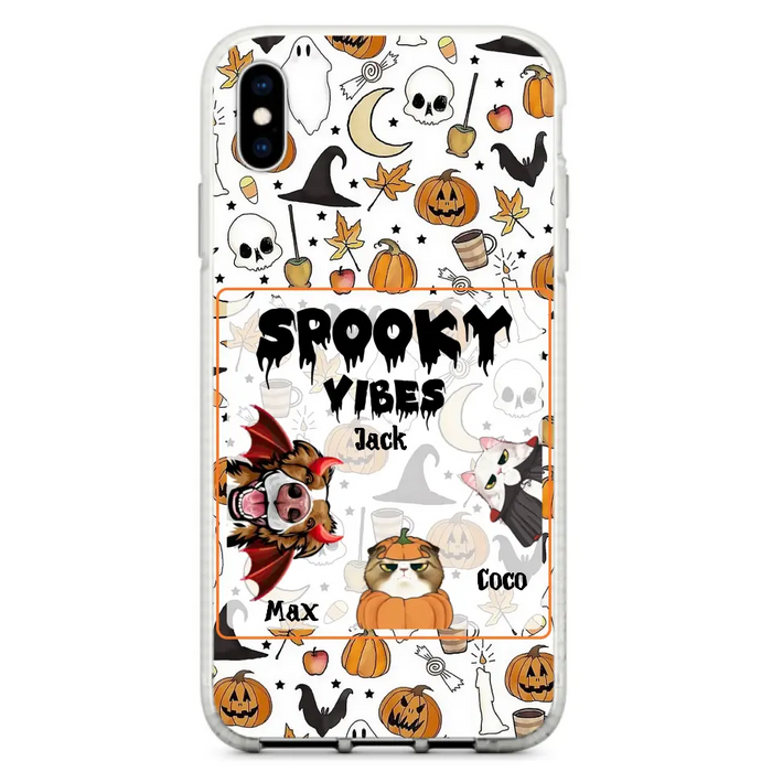 Custom Personalized Halloween Pet Phone Case - Upto 3 Pets - Gift Idea For Dog/Cat Owners -  Spooky Vibes - Case for iPhone/Samsung