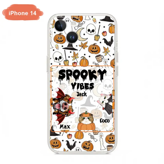 Custom Personalized Halloween Pet Phone Case - Upto 3 Pets - Gift Idea For Dog/Cat Owners -  Spooky Vibes - Case for iPhone/Samsung