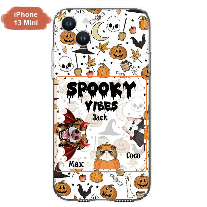 Custom Personalized Halloween Pet Phone Case - Upto 3 Pets - Gift Idea For Dog/Cat Owners -  Spooky Vibes - Case for iPhone/Samsung