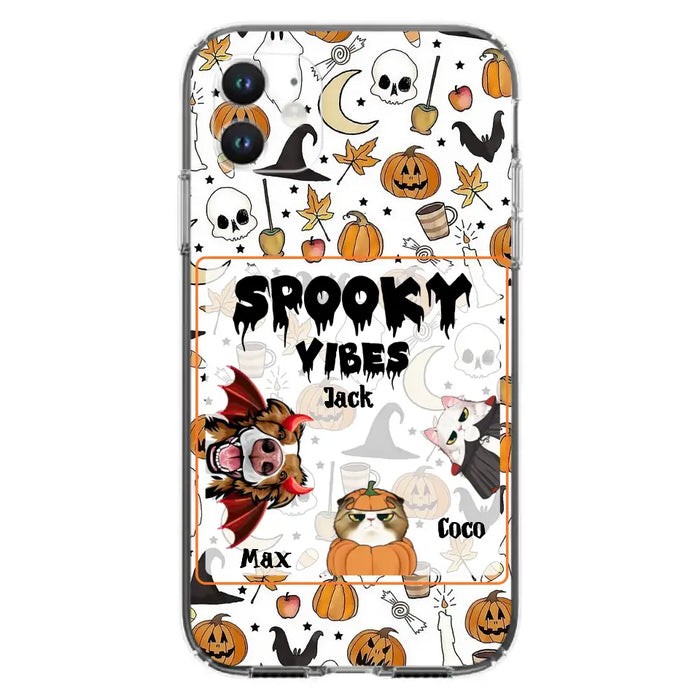 Custom Personalized Halloween Pet Phone Case - Upto 3 Pets - Gift Idea For Dog/Cat Owners -  Spooky Vibes - Case for iPhone/Samsung