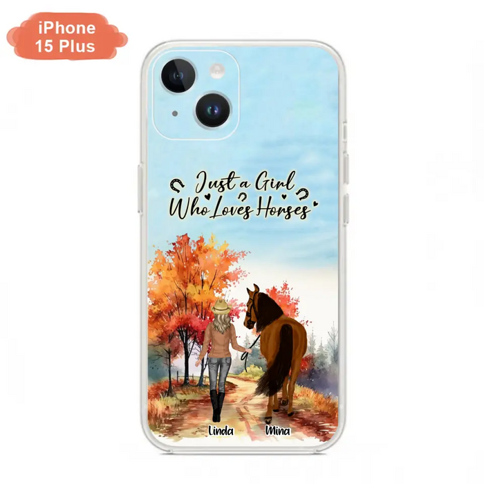 Custom Personalized Horse Girl Fall Season Phone Case - Gift Idea For Horse Lovers - Up To 6 Horses - Just A Girl Who Loves Horses - Cases For iPhone/Samsung