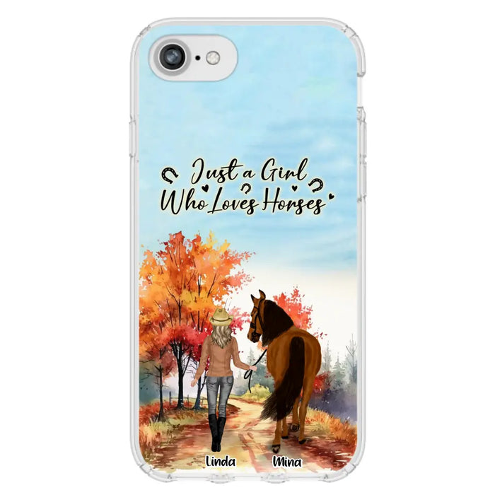 Custom Personalized Horse Girl Fall Season Phone Case - Gift Idea For Horse Lovers - Up To 6 Horses - Just A Girl Who Loves Horses - Cases For iPhone/Samsung