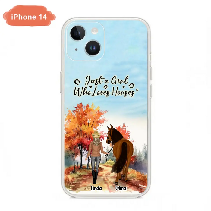 Custom Personalized Horse Girl Fall Season Phone Case - Gift Idea For Horse Lovers - Up To 6 Horses - Just A Girl Who Loves Horses - Cases For iPhone/Samsung