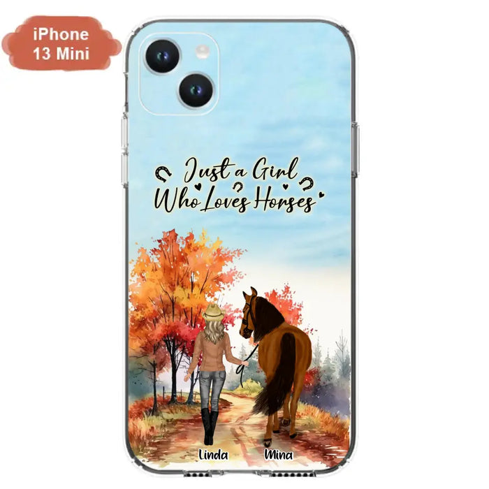 Custom Personalized Horse Girl Fall Season Phone Case - Gift Idea For Horse Lovers - Up To 6 Horses - Just A Girl Who Loves Horses - Cases For iPhone/Samsung