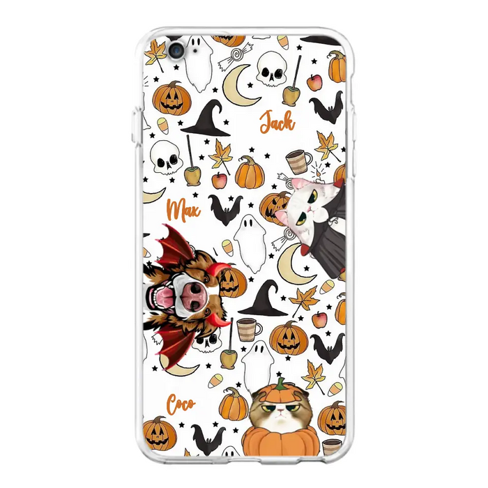 Custom Personalized Halloween Pet Phone Case - Upto 3 Pets - Gift Idea For Dog/Cat Owners - Case for iPhone/Samsung