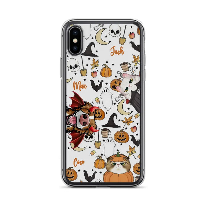 Custom Personalized Halloween Pet Phone Case - Upto 3 Pets - Gift Idea For Dog/Cat Owners - Case for iPhone/Samsung