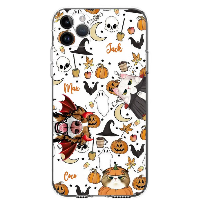 Custom Personalized Halloween Pet Phone Case - Upto 3 Pets - Gift Idea For Dog/Cat Owners - Case for iPhone/Samsung