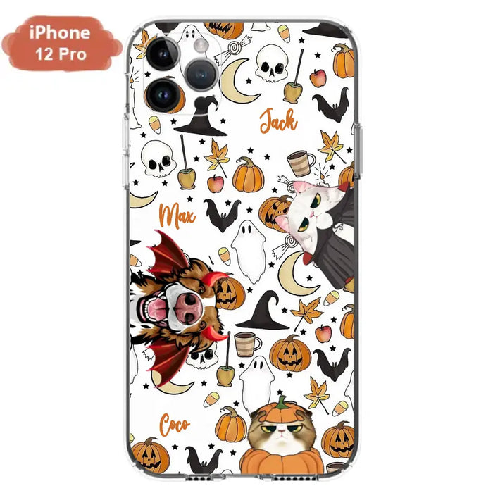 Custom Personalized Halloween Pet Phone Case - Upto 3 Pets - Gift Idea For Dog/Cat Owners - Case for iPhone/Samsung